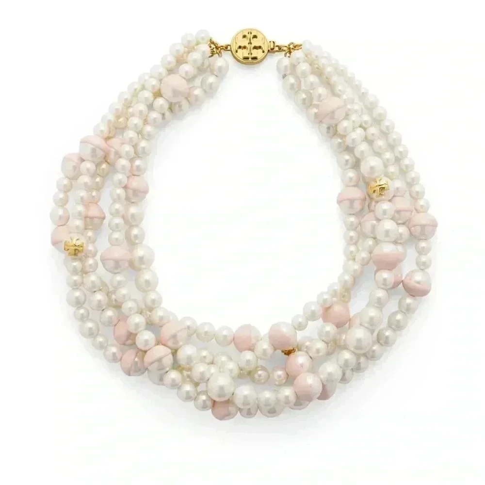 NWOT Rare Tory Burch Dipped Evie Pearl Statement Necklace